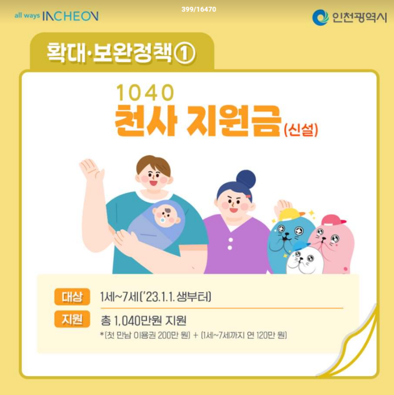 2024 인천시 천사지원금 1억 출산지원금 아이드림 | 신청방법 대상 조건 120만원 | 아동수당 부모급여 중복 가능한가요?